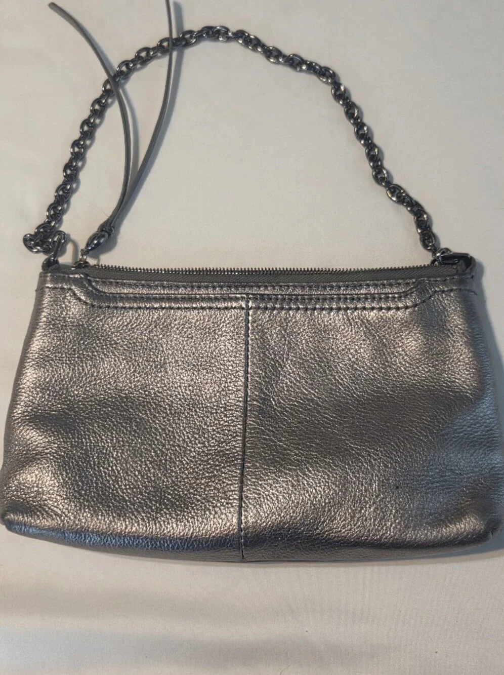 HOBO International Sable Metallic Shimmer Leather Ring Wristlet Clutch Bag
